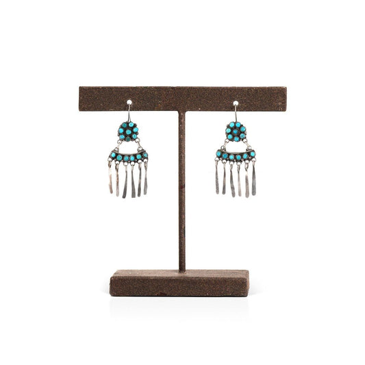 Vintage Zuni Flower & Rain Drop Earrings