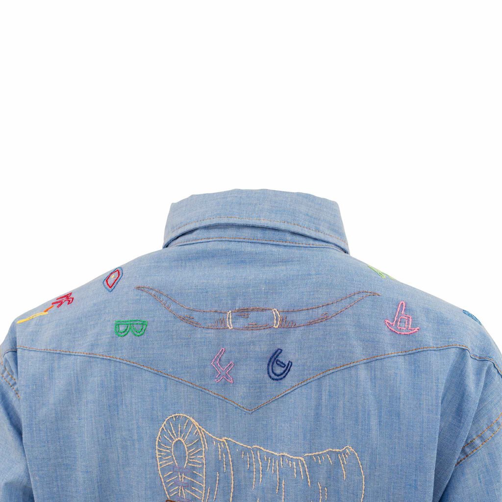 Vintage Hand Embroidered Pearl Snap Shirt