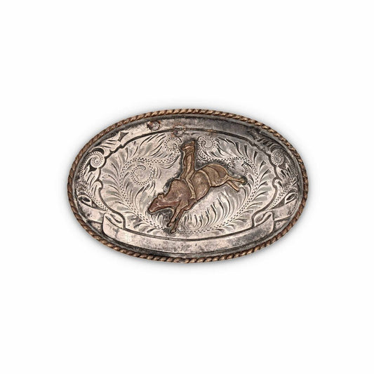 Vintage Engraved Bull Rider Belt Buckle