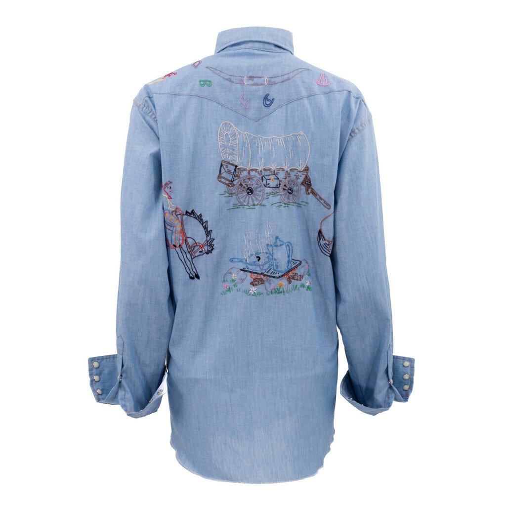 Vintage Hand Embroidered Pearl Snap Shirt